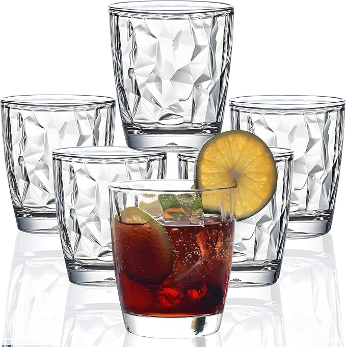10 Oz Unbreakable Tritan Drinking Glasses Shatterproof Acrylic Glasses Drinkware BPA Free Hard Plastic Cups Reusable Kitchen Water Glasses Drinking Set of 6 (Clear)
