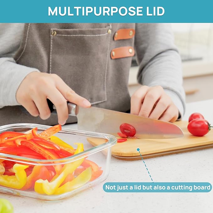 Vtopmart 5 Pack 35oz Glass Containers with Bamboo Lids, Meal Prep Food Storage Containers, BPA Free, Microwave & Dishwasher Safe