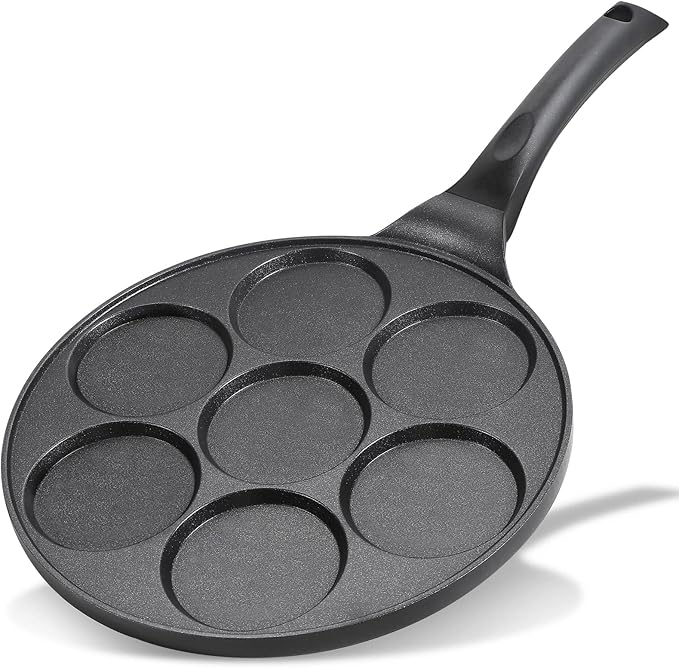 Nonstick Pancake Pan Pancake Griddle With 7-mold Design Mini Pancake Maker With PFOA Free Coating-Black