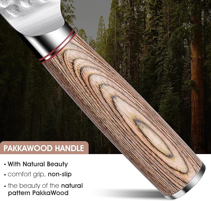Huusk Japan Knife, Nakiri Chef Knife 7 Inch Professional High Carbon Steel Hand Forged Chef Vegetable Knife Sharp, Multipurpose Kitchen Knife Father's Day Gift,Ergonomic Pakkawood Handle