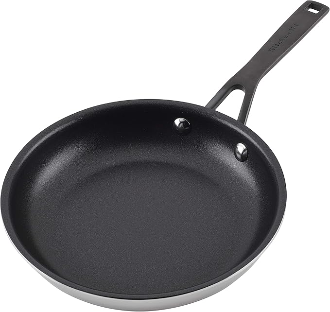 KitchenAid 5-Ply Clad Polished Stainless Steel Nonstick Fry Pan/Skillet, 8.25 Inch