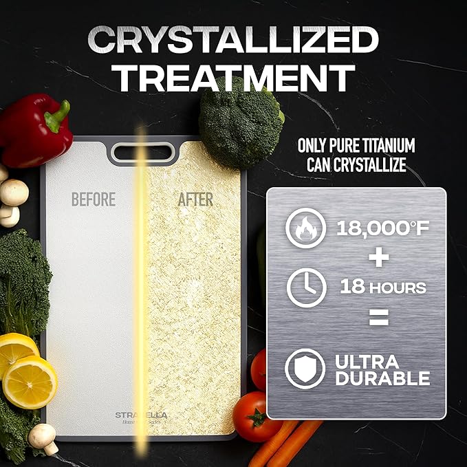 100% Pure Titanium Cutting Board - Double Sided Titanium Cutting Boards For Kitchen - Dishwasher Safe Large Cutting Board for Cutting Meats, Fruits, Vegetables