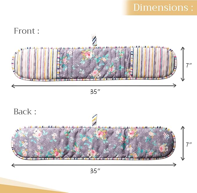 Maison d' Hermine Sweet Rose Lavender 100% Cotton Double Oven Glove with Loop Heat Resistant BBQ Cooking Baking Grilling Microwave Barbecue Spring/Summer (7.5 Inch by 35 Inch)