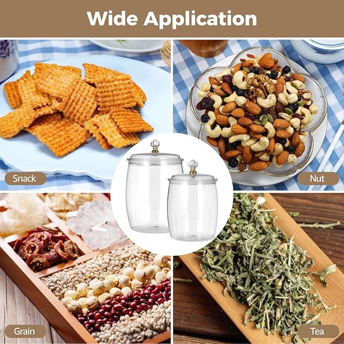 Plastic Storage Jars with Lids for Food, 2.2L x 2PCS, 3.8L x 2PCS, Multi-Functional Airtight Containers with Labels, Scoops, Stickers for Grains Nuts Snacks