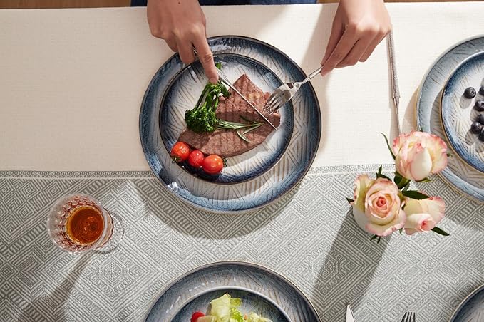 10.5” Stoneware Coupe Dinner Plates with Reactive Glaze Finish, Dishwasher Microwave Oven Safe, Ceramic and Round, Perfect for Salad, Dessert, Steak, Pasta (set of 6) (10.5" reactive glaze plates)