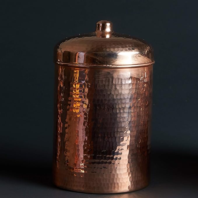 Sertodo Copper Kitchen Canisters | Polished, 3 Quart Capacity | Elegant Functional Storage | Hammer Polished for Shine & Durability | Eco-Friendly Recycled Copper | Timeless Elegance for Your Kitchen
