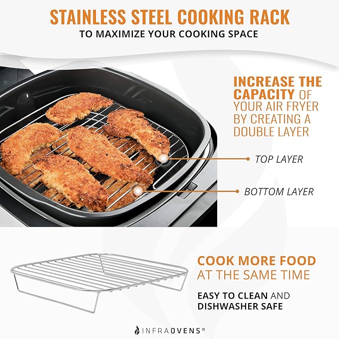 Air Fryer Rack Accessories Compatible with Comfee, Dash, Nuwave® Brio 6qt + More | 6.3 inch Air Fryer Accessory Set with Rack & Silicone Mat and Reusable Mats for Compact, Small, and Mini Air Fryers