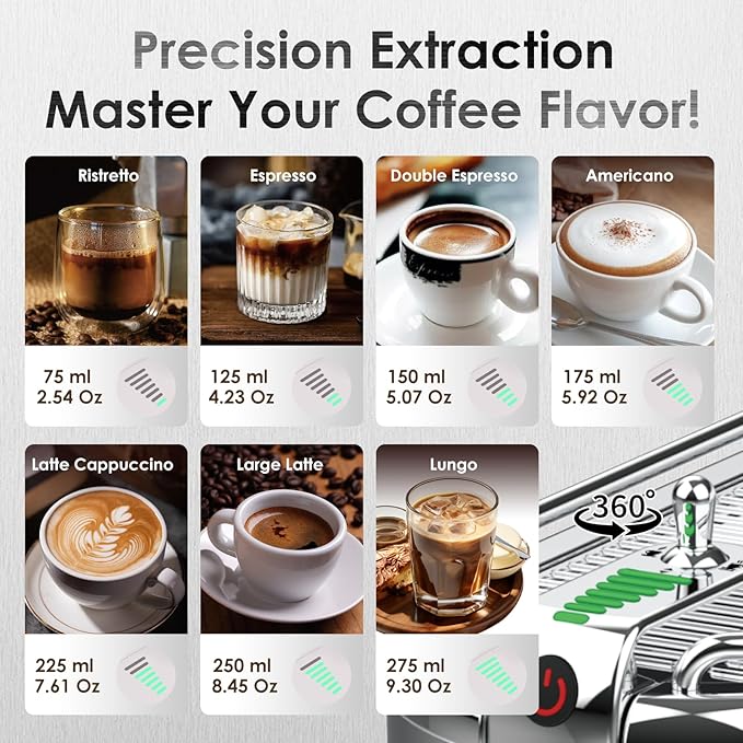 20-Bar Espresso Machine & Coffee Machine – Compatible with Nespresso, Keurig K Cup – Hot & Cold Brew, Milk Frother, Stainless Steel – 10 oz Espresso Cup - Latte Machine & Cappuccino Machine