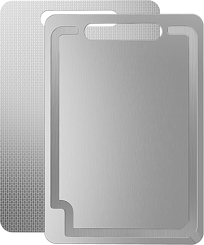 Titanium Cutting Board -100% Pure Titanium Cutting Boards For Kitche,Easy to clean, Double-sided food-grade Cutting Board camping For Meats, Fruits And Vegetables 12 * 8IN
