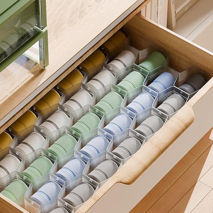 Honeycomb Separator Adjustable Drawer Organizer Divider for Underwear Belt-Scarf Socks Organizer (White(2pcs))