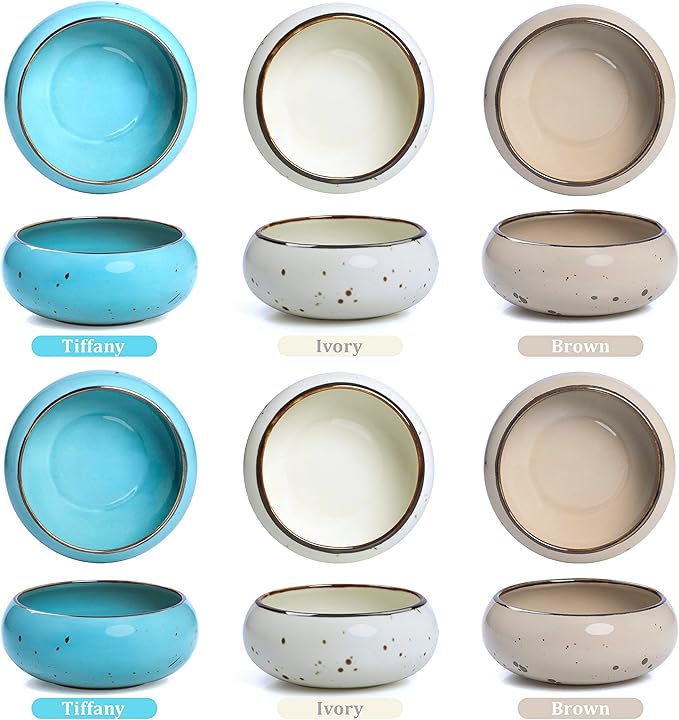 Small Hand Craft Dessert Bowls - 12oz, Set of 6 - Microwave, Oven, Dishwasher Safe, Ice Cream,Soup,Snacks, Rice, Cereal, Chili, Side Dishes, Dips, Ideal Gift - Natural Assorted Colors
