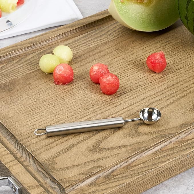 Restaurantware-German Standard 5.9 Inch Melon Ballers, 6 Dishwashable Melon Scoopers - Ergonomic Handle, Creates Smooth Round Balls, Stainless Steel Fruit Scooper, For Watermelon, Cantaloupe