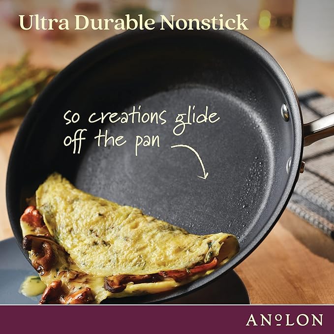 Anolon Advanced Home Hard Anodized Nonstick Frying Pan, 8.5 Inch – Small Non Stick Egg Pan, Durable Nonstick Skillet - Onyx