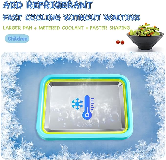 Mini Rolled Ice Cream Maker, Frozen Yogurt Rolls Tray, Instant Cold Plate Ice Cream Maker, Homemade DIY Smoothies, Ideal for Family Hands-on Activities (Lake Blue)