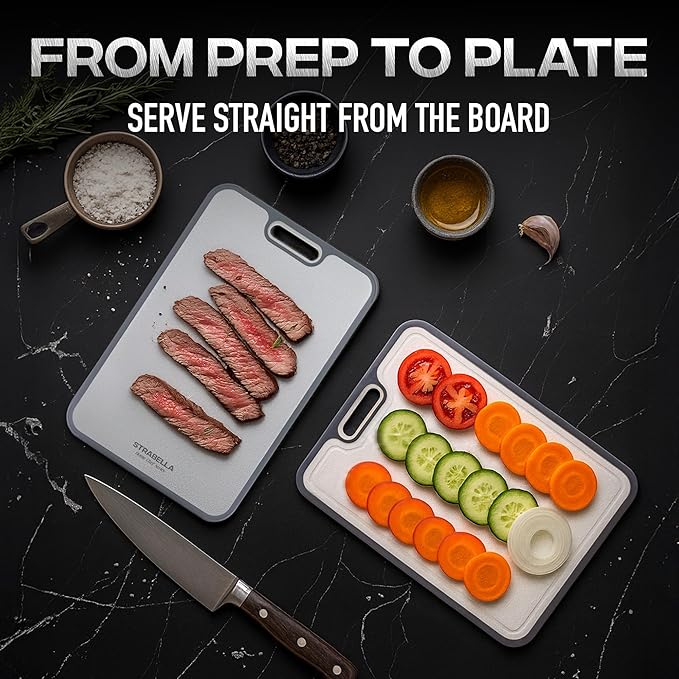 100% Pure Titanium Cutting Board - Double Sided Titanium Cutting Boards For Kitchen - Dishwasher Safe Large Cutting Board for Cutting Meats, Fruits, Vegetables