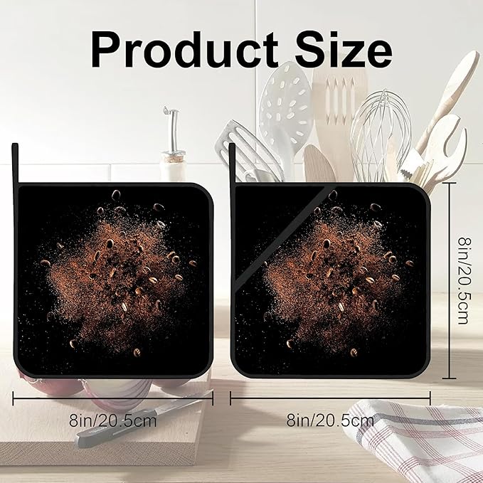 Explosion of Coffee Roasted Beans Polyester Pot Holders Set of 2
