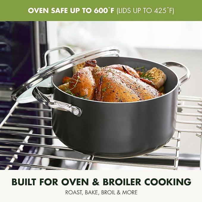 GreenPan 22 Piece Valencia Pro Ceramic Nonstick Cookware Set, PFAS-Free, Induction Ready, Hard Anodized Pots & Pans with Lids, Compatible on All Cooktops, Dishwasher & Oven Safe, Gray