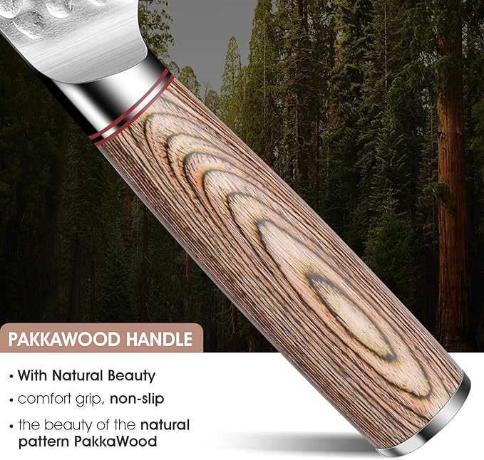 Huusk 8 Inch Kiritsuke Chef Knife Professional, High Carbon Steel Japanese Hand Forged Sushi Fish Knife, Ergonomic Pakkawood Handle - Father's Day for Men Women