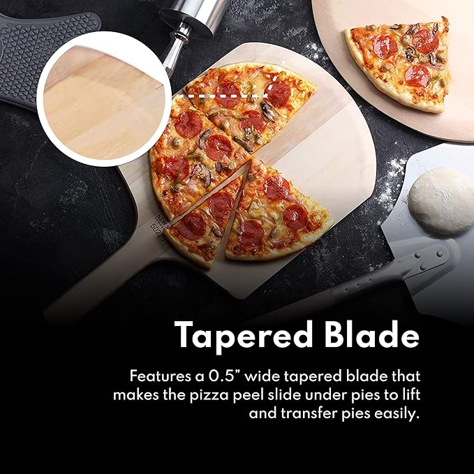 New Star Foodservice 50356 Restaurant-Grade Wooden Pizza Peel, 18" L x 18" W Plate, with 24" L Wooden Handle, 42" Overall Length