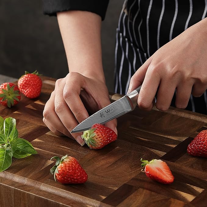 Wakoli EDIS Damascus 3-Piece Knife Set – Japanese Style Kitchen Knives | Genuine Damascus Steel Blades with VG10 Core | Ergonomic Pakkawood Handles | Professional Chef Knife Set in Wooden Gift Box