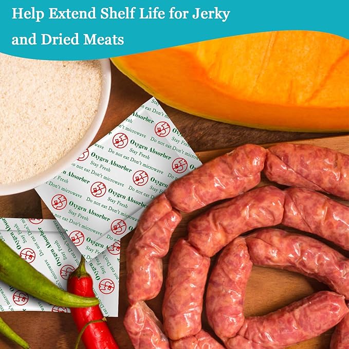 VacYaYa 1000CC(20-Pack) Food Grade Oxygen Absorbers Packets for Home Made Jerky and Long Term Food Storage, Stored in Vacuum Bag and 3 times Oxygen Absorption Capacity