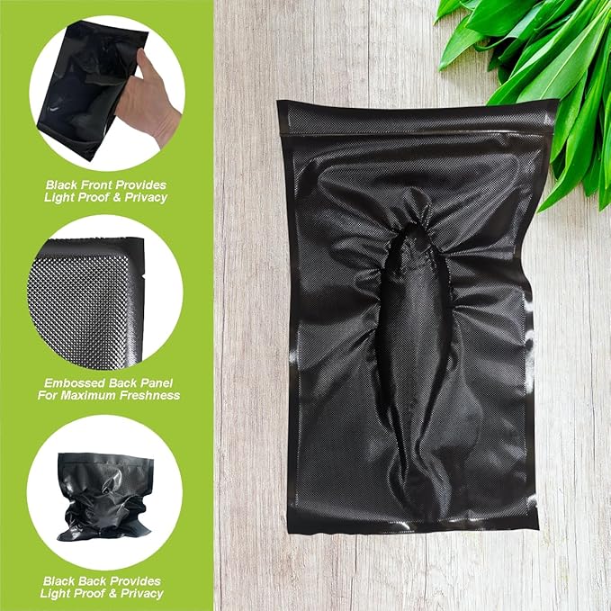 11" x 19.5' (Total 39 Feet) All Black Vacuum Seal Bags (Black and Black), Vacuum Sealer Bags for Food Storage, Heavy Duty Commercial Grade 5 Mil Vacuum Bags, 2 Rolls