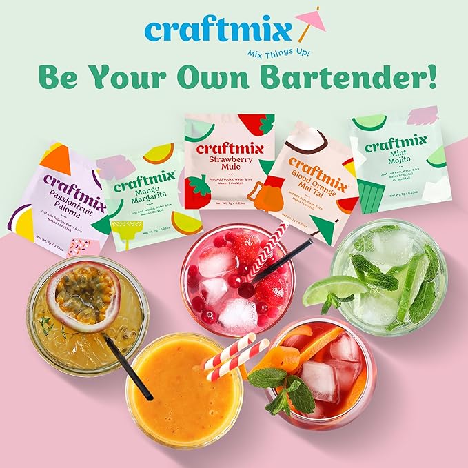 Craftmix Classic Margarita, Makes 24 Drinks, Skinny Margarita Cocktail Mixers - Mocktail Drink Mixers - Made With Real Fruit - Vegan Low-Carb, Low-Sugar, Non-GMO, Dairy Free, Gluten Free, Easy to Mix