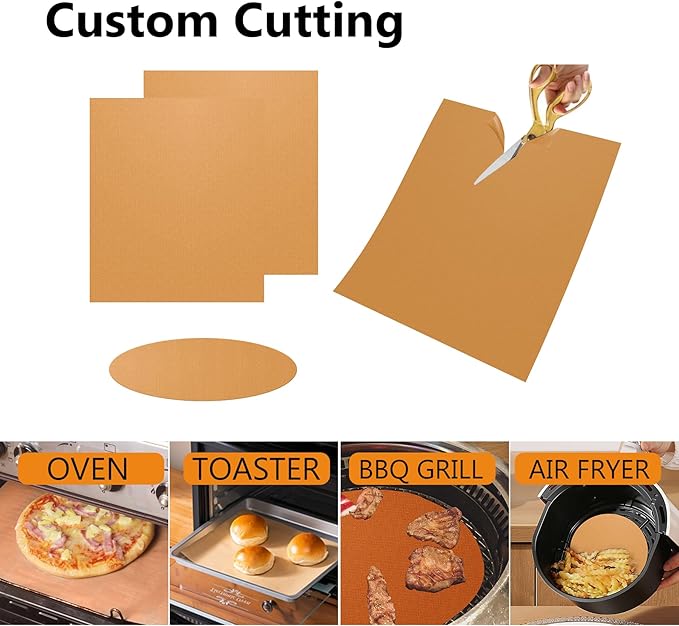 UBeesize 2 Pack Thickened Copper Oven Liners for Bottom of Oven BPA & PFOA Free, Reusable 16x24 Inch Heavy Duty Non Stick Teflon Oven Mats, Fit Electric Gas Toaster Convection Microwave Ovens Grills