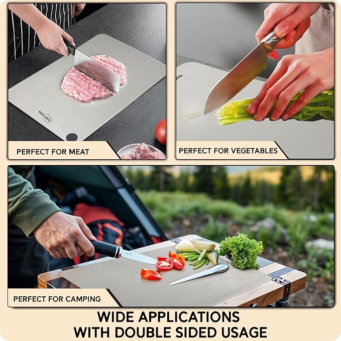 Titanium Cutting Board, Small 12” x 8” - 2MM Thick Premium Titanium Chopping Board - 100% Pure Titanium Cutting Boards for Kitchen - Double Sided, Ideal for Chopping, Slicing & Dicing