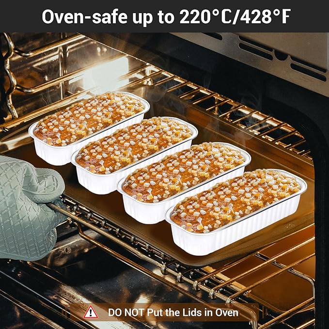 EUSOAR Disposable Ramekins, 50pcs 6.8oz White Mini Cake Loaf Pans with Lids, Aluminum Foil Ramekins Muffin Liners Baking Cups Containers Holders Creme Brulee Tins for Birthday Wedding Party