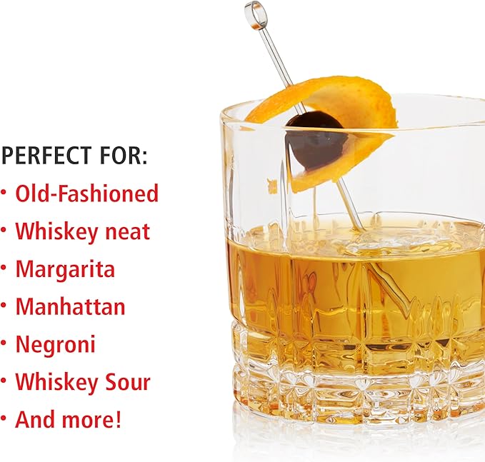Spiegelau Perfect Serve Single Old Fashioned Glass Set of 4 - Lowball Cocktail Glasses, European-Made Crystal, Dishwasher Safe, Professional Quality Cocktail Glass Gift Set - 9.5 oz