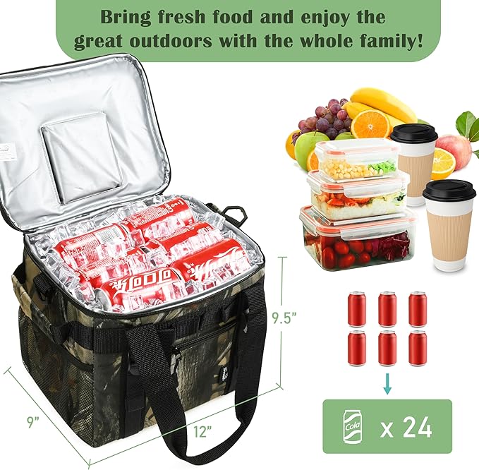 Tirrinia Large Insulated Cooler Bag - Outdoor Leakproof Cooler Box for Women & Men - Portable Freezer Bag with Adjustable Shoulder Strap for Camping, Picnic, Golf, Beach