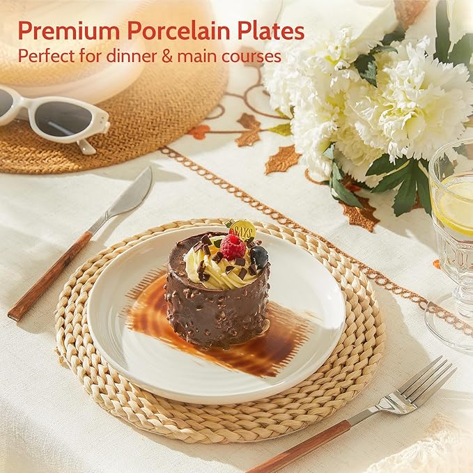 Sweese Dessert Plates, 7.8 Inch Porcelain Round Salad Plates Set of 6, Small Appetizer, Small Dish Set, Microwave & Dishwasher Safe, Scratch Resistant Slates set, White