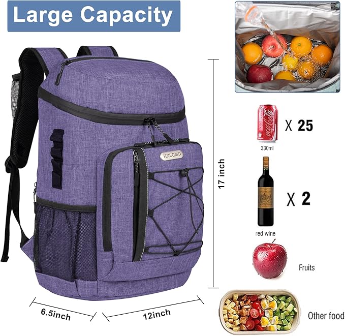 Backpack Coolers Insulated Leak Proof 30 Cans, Soft Sided Insulated Cooler Bags Ice Chest Backpack for Beach Travel Camping, with Reusable Ice Packs