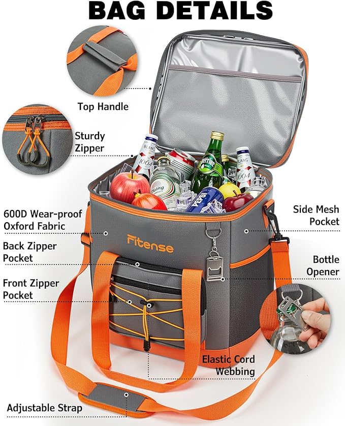 Soft Cooler Bag Insulated 20L/33L, 27/50 Cans Collapsible Camping Coolers 4-Layer Leakproof Portable Ice Chests for Beach, Travel, Picnic, Grocery, Kayaking