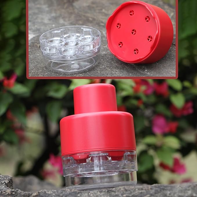 PCTC Cherry Pitter Tool - Pit Remover for Cherries, Multi-Functional Fruit & Vegetable Tool, Quick Release Remove 7 Cherry Pits at Once, Kitchen Gadget for Easy Prep (Red)