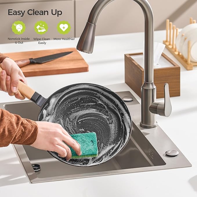 YUTANN 12 Inch Frying Pan, Pre-seasoned Cast Iron Skillet Lightweight Cast Iron Pancake Pan, Induction Frying Pan, Durable & Oven Safe to 500℉, Suitable for All Stovetops, PFAS & PFOA Free