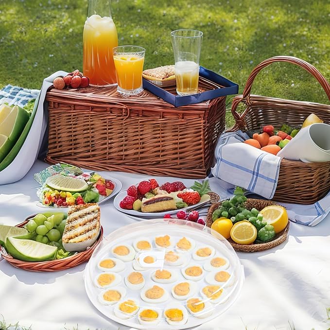 HAKSEN Deviled Egg Containers with Lid, 3PCS Deviled Egg Platter Carrier Holder Trays with 66 Slots for Party and Home Kitchen, Clear