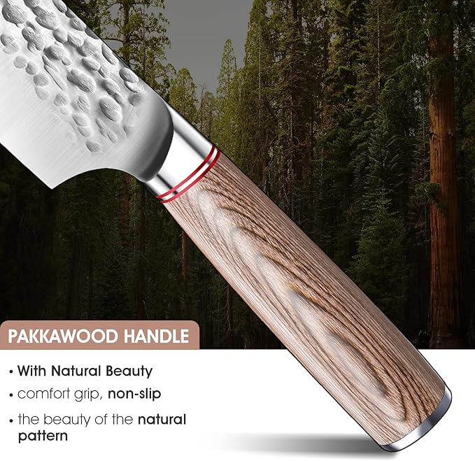 Huusk Chef Knife 8-inch,Professional Hand Forged High Carbon Steel Japanese Gyutou Chef Knives,Kitchen Cooking Knife for Meat Vegetables Cutting,Chef Gift for Men Women