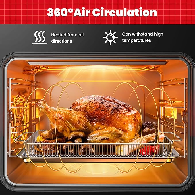 Air Fryer Basket for Oven,Ease Of Cleaning,Air Fryer Basket and Stainless Steel Baking Tray Pant Oven with 50 Sheets Parchment Papers,Air Fryer Pan Rack for Cooking Baking Dishwasher (1 Set L)