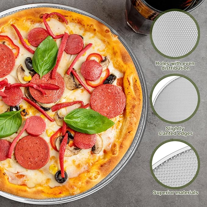 12 Pcs Pizza Pan with Holes 16 Inch Pizza Screen Tray Aluminum Seamless Round Pan for Oven Nonstick Baking Sheet for Kitchen Bakery Restaurant BBQ Party Cookware Supplies