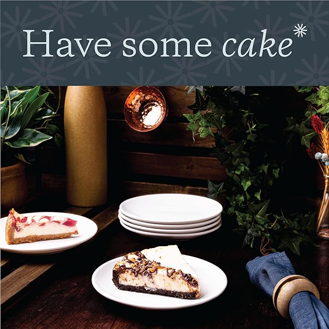 Vikko Dessert Plate, Set of 4 White Plates, Fine Porcelain, Stackable 7 Inch Dessert Plates, Dishwasher Safe, 7/'' Dessert Plate