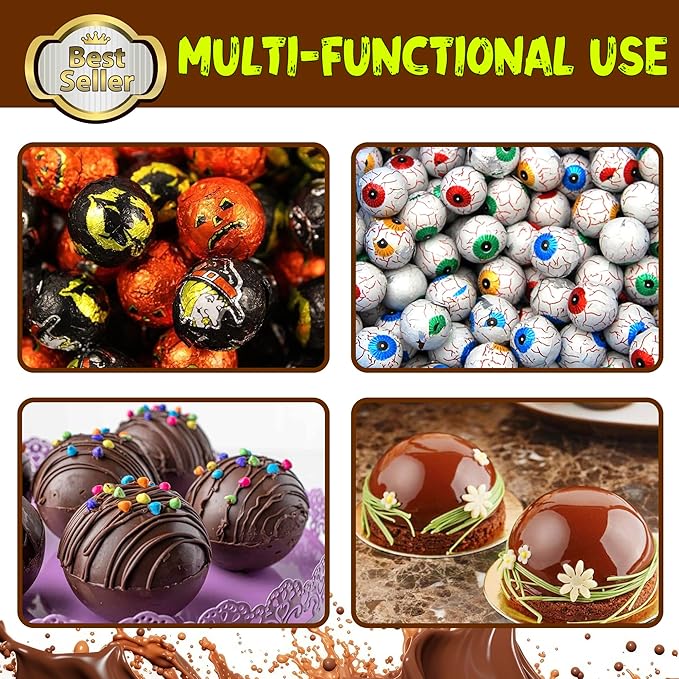 4 PCS Silicone Hot Chocolate Bomb Mold Medium Semi Sphere Silicone Mold, 2 Packs Half Sphere Silicone Baking Molds for Making Chocolate, Cake, Jelly, Dome Mousse -Diameter 2 inch