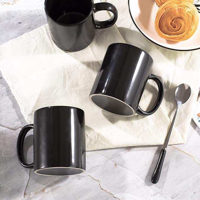 12oz coffee mug set of 6 Coffee Mugs for Coffee, Tea, Cocoa, Milk(black)