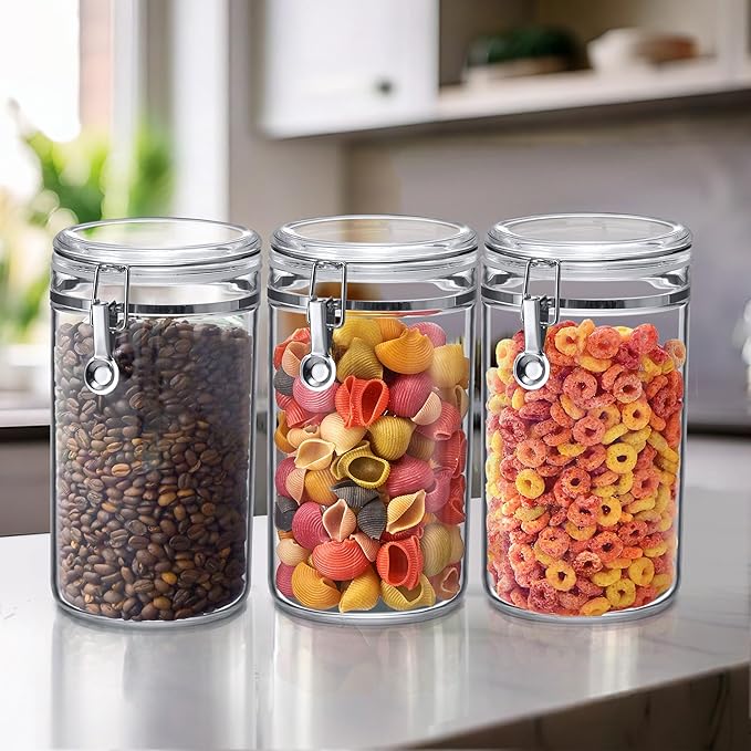 Amazing Abby Cathy - 70-Ounce Plastic Canister (Set of 3), Plastic Airtight Food Container, Stackable for Pantry Storage, BPA-Free and Shatter-Proof, Perfect for Home and Commercial Use