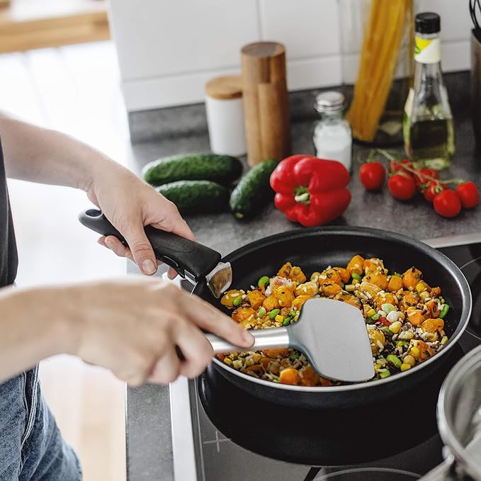 Home & Kitchen Essentials Cooking Utensils Set - Non Stick Silicone Kitchen Utensils Set - Stainless Steel Handles, Heat Resistant, BPA Free, and Dishwasher Safe (Black, 19 Pieces)