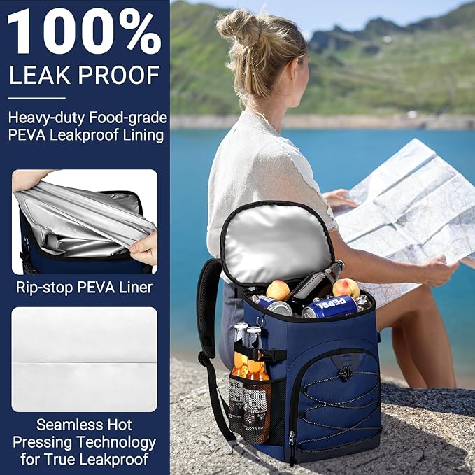 Cooler Backpack, Lightweight and Soft Backpack Cooler for Men Women, Insulated Lunch Bag for Camping Traveling Hiking