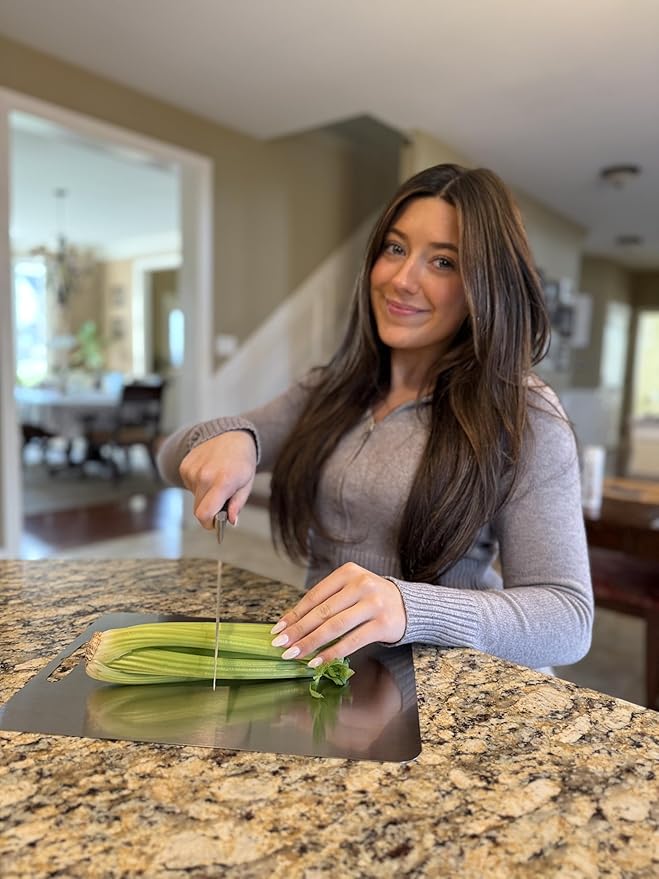 Titan Carve Titanium Cutting Board | Double-Sided Metal Titan Carve Cutting Board for Kitchen Chopping Board Dishwasher Safe, Rustproof & Durable for Meat & Vegetables | 13.4 x 9 Inches