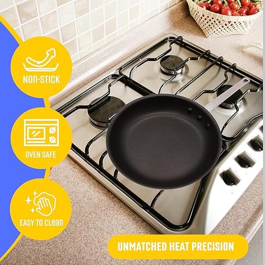 FSE 10" Professional Aluminum Fry Pan, Non-Stick Open Skillet, 3.0 mm Thick Aluminum Construction