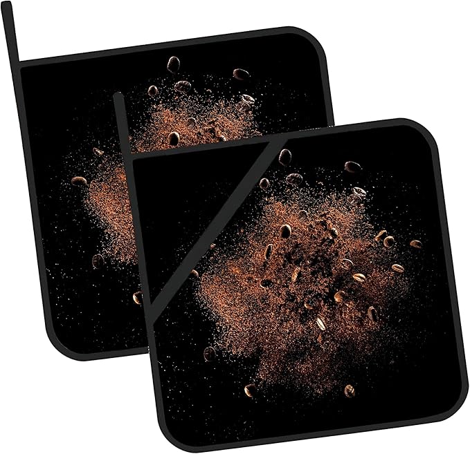 Explosion of Coffee Roasted Beans Polyester Pot Holders Set of 2
